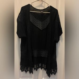 New Direction Women’s Black Open Front with Sleeves Cardigan